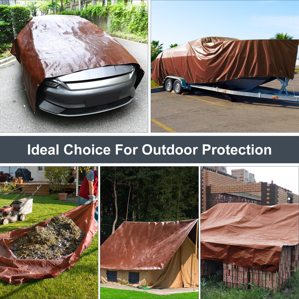 Patiobay Tarp 8x20FT, 14 Mil Large Tarps Heavy Duty Waterproof with Grommets Every 23.6", 420D Thick Plastic Tarp, UV Resistant Tear&Fade Resistant, Reinforced Edges for Outdoor Pool Camp Tent