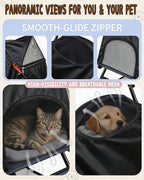 Pet Stroller for Small Medium Dogs Cats - Lightweight 10lbs Foldable Dog Stroller, Breathable Mesh & Safety Tether, 33lbs Capacity with Locking Wheels, Storage Basket for Outdoor Walks-Black