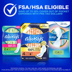 Always Ultra Thin Feminine Pads Without Wings for Women, Size 1, Regular Absorbency, Unscented, Up to 100% Leak-Free Protection, 44 Count x 3, 132 Count Total