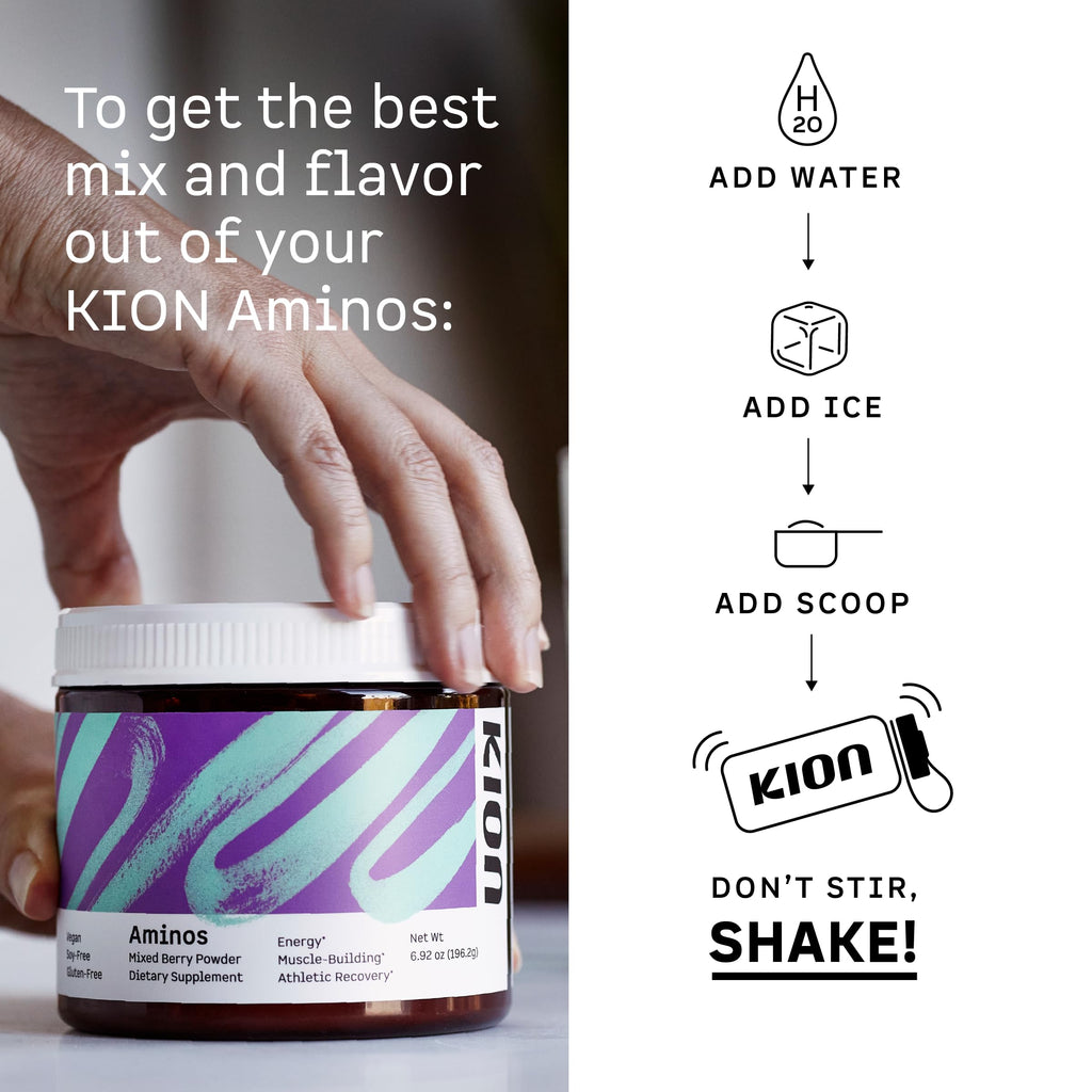 Kion Aminos Essential Amino Acids Powder - Amino Acid Nutritional Supplements, Aminos Powder, Essential Amino Energy No Caffeine, EAAs Amino Acids Powder, BCAA EAA - 30 Servings, Mango