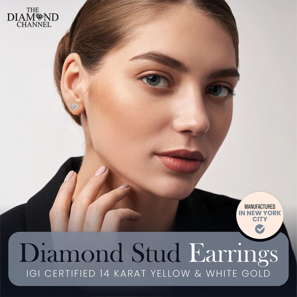 The Diamond Channel CERTIFIED 1 to 12 Carat LAB GROWN Solitaire Diamond Stud Earrings Round Cut 4 Prong Screw Back (F-G Color, VS1-VS2 Eye Clean Clarity)