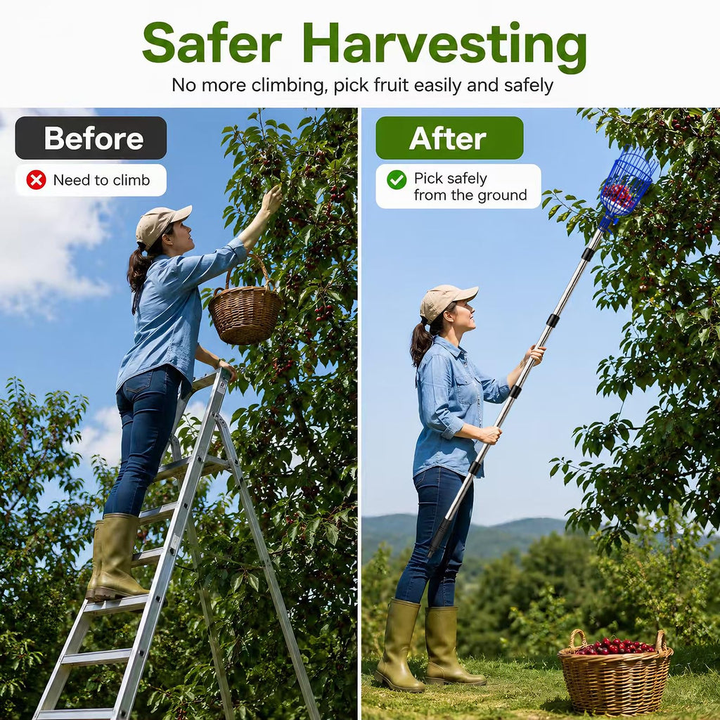 10.5FT Adjustable Cherry Fruit Picker Tool with Narrow Gaps
