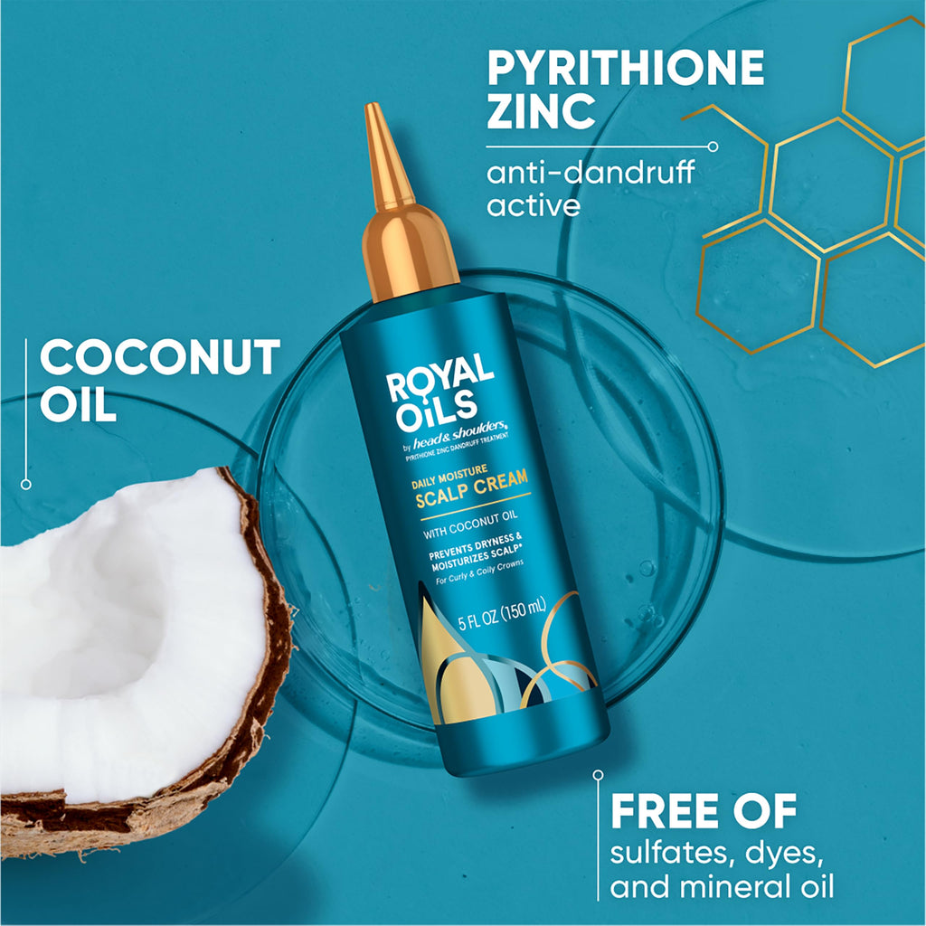 Head and Shoulders Scalp Cream Treatment, Daily Moisture, Anti Dandruff, Royal Oils Collection with Coconut Oil, Scalp Care for Natural and Curly Hair, 5.0 fl oz