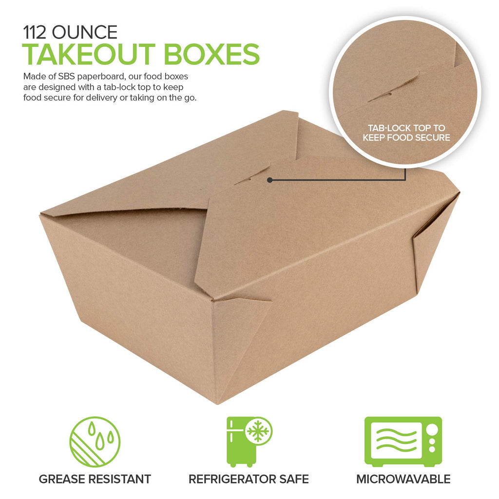 Microwavable Kraft Brown Take Out Boxes 112 oz (30 Pack) Disposable Food Containers - Recyclable Cardboard Lunch Box - Take Out Containers Disposable - to Go Boxes for Restaurants, Delivery, Catering