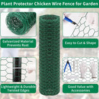 Jcmbreltik Chicken Wire Fencing, Plant Protectors from Animals DIY Kit with Accessories, 15.7x197 Inch Flexible Floral Chicken Wire for Garden & Floral Arrangements