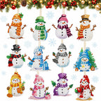 Ferraycle 12 Pcs Snowman Diamond Art Christmas Ornaments Kit, Multicolor