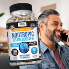 Kaya Naturals - Nootropic Brain Booster - for Memory & Focus - Brain Support Supplement - Focus & Concentration & Learning Accuracy - Cognitive Function - 180 Count (180 Count (Pack of 1)