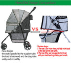 ROODO Escort 3 Wheel Dog Cat Pet Stroller for Small/Medium Dogs Cats Best Lightweight Foldable Portable Compact Jogger All Terrain Travel Pet Gear System Puppy Doggie Bunny Kitty Stroller(Grey)