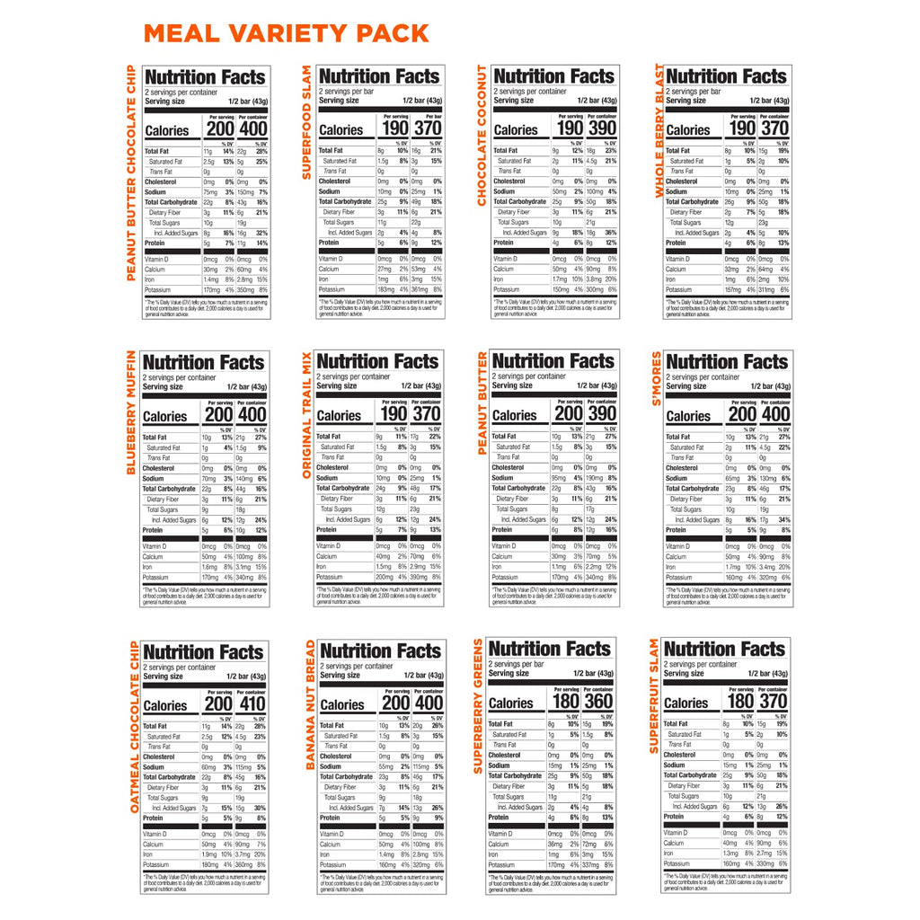 PROBAR MEAL Bar – Plant Based Meal Replacement Bar with Whole Food Ingredients, Oats, Nuts & Seeds, Vegan, Gluten Free, Non-GMO Bar for Breakfast & On-the-Go Energy (12 Flavor Variety Pack), Flavors May Vary