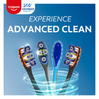 Colgate 360 Advanced Clean Adult Soft Toothbrush Pack, 6 Soft Bristled Toothbrushes with Cheek and Tongue Cleaner, Helps Clean Your Teeth, Tongue, Cheeks, and Gums, 6 Pack