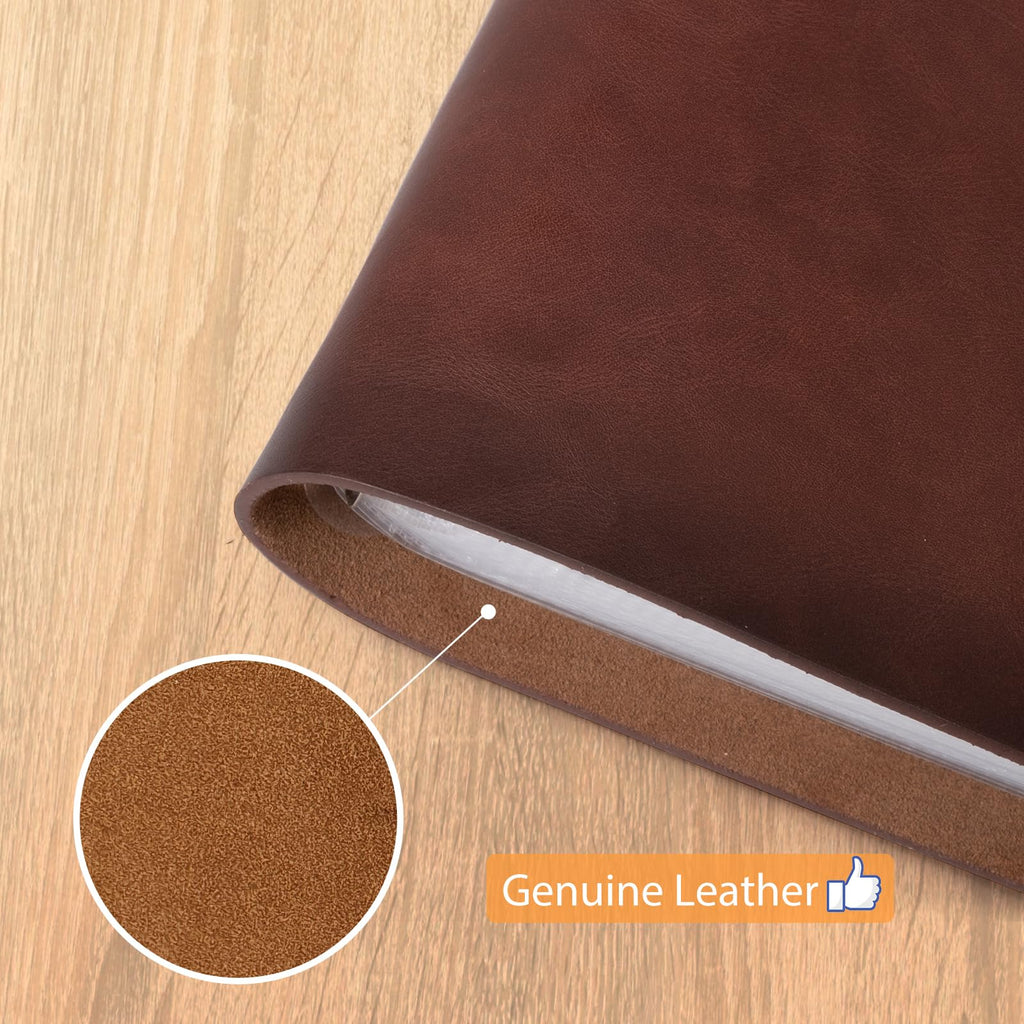 Photo Album 4x6 300 Photos, Genuine Leather Photo Albums with Writing Space with 30 Writing Paper, Travel Family Wedding Kids Graduation Ultrasound Baby Picture Album Scrapbook Photo Album (Simple)