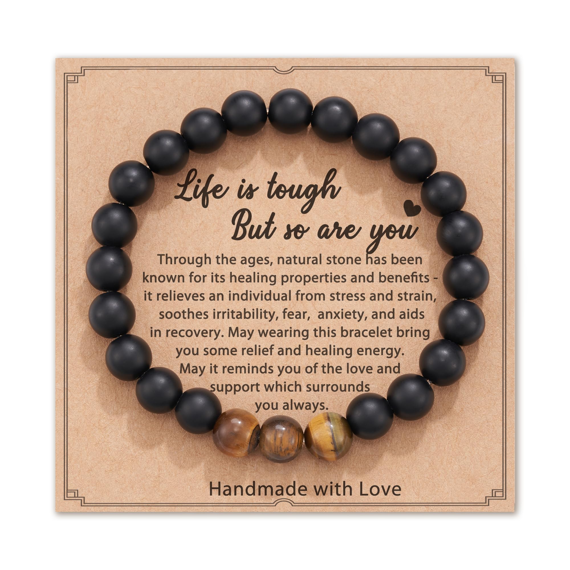 HGDEER Get Well Soon Gifts for Men, Inspirational Healing Crystal Bracelet