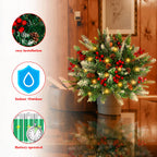 Lighted Christmas Urn Filler, 2 Pack 24 Inch Warm White LED Planter Decor