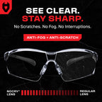 NoCry Clear Shooting Glasses for Men with Anti-Fog and Scratch Resistant Wraparound Lenses — ANSI Z87 Safety Glasses for Men with Adjustable Temples & Nose Pad — 100% UV Eye Protection for Shooting