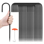 GESTONE 20 PCS Garden Ground Stakes 12" Rebar Stakes Heavy Duty J Shape