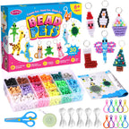 Beads for Crafts, Pony Beads Keychain Making Kit, Bead Pets for Kids Girls