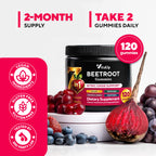 VitaUp Beet Root Gummies – Beetroot Gummies with CoQ10, Grape Seed, Vitamin C, B12 & B3 – Nitric Oxide Gummies for Circulation Support – Beet Supplement for Energy & Immune Support – 120 Beets Chews