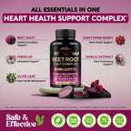 Beet Root 5-in-1 Complex Capsules - Healthy Blood Pressure Support Supplement** for Heart & Circulation Support - Olive Leaf, Hawthorn Berry & Hibiscus - for Men & Women - Made in USA, 120 Capsules