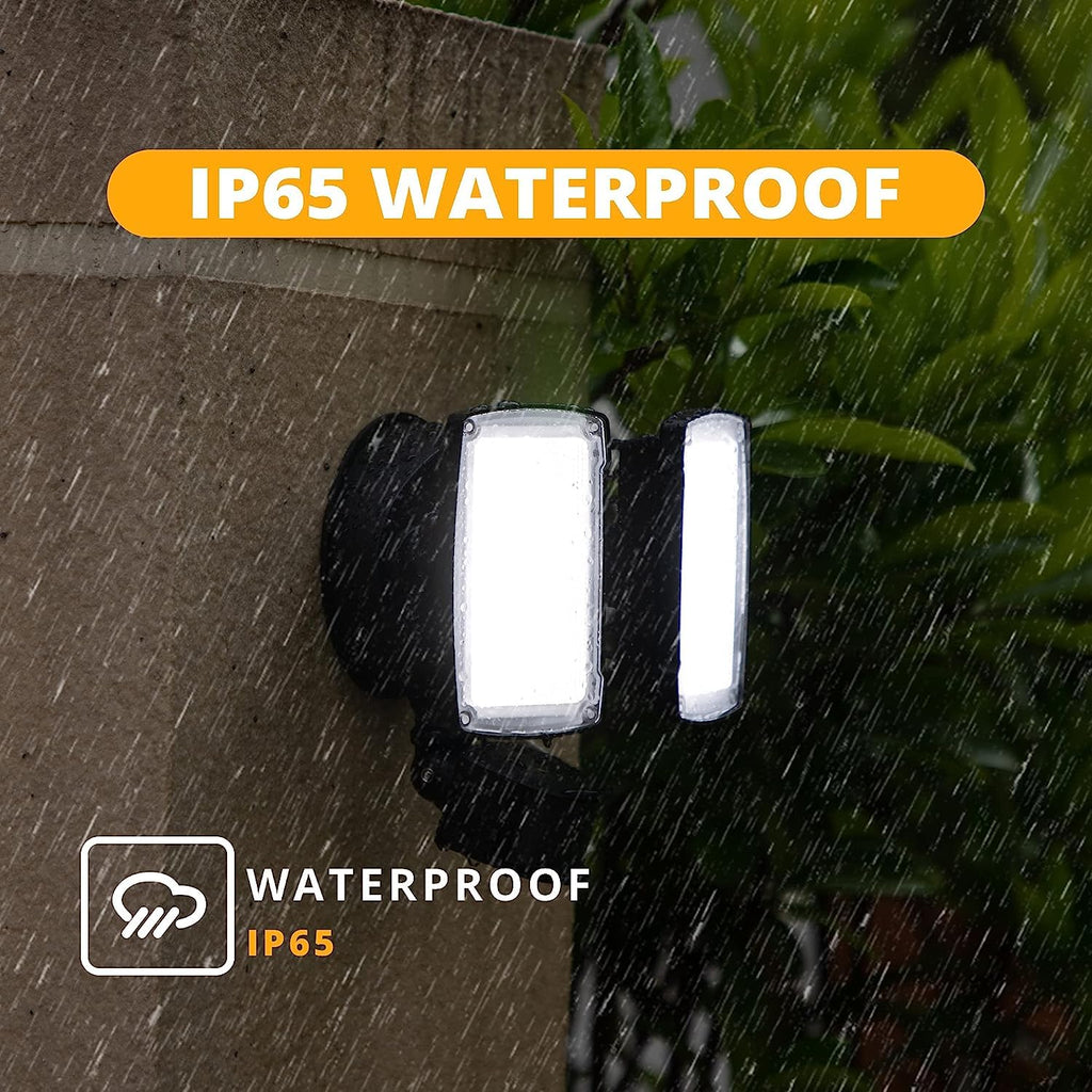 UME 2 Pack 19W LED Flood Light Motion Sensor Outdoor, 2 Adjustable Head, 2000LM, 5000K, IP65 Waterproof, Dusk to Dawn Security Light with Photocell for Exterior,Outside,Garage,House(Black)