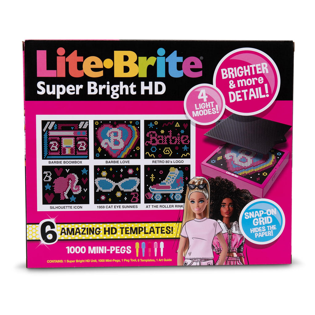 Lite Brite Super Bright HD, Barbie Edition - Creative Retro Light-Up Screen – Educational Play for Children, Enhances Creativity, Gift for Girls and Boys Ages 6+