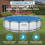 Bestway Round Solar Pool Cover for 18' Above Ground Pool - Frame and Steel Wall Models, Solar Heating Protector with Outdoor Leaf & Debris Protection