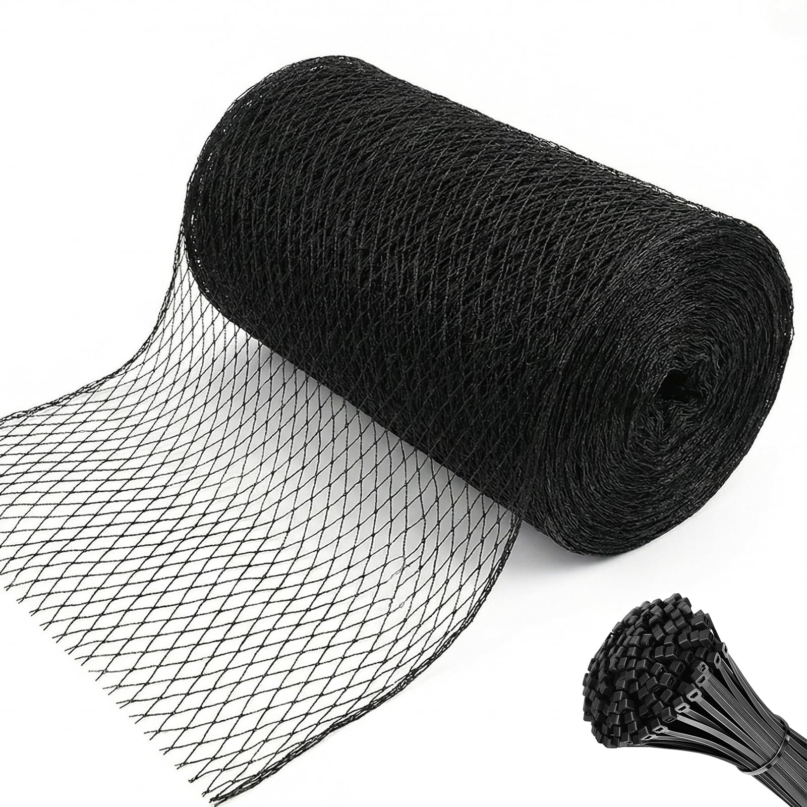 Hortifan 7.5 x 100 FT Bird Netting,1/2" Mesh Garden Netting,100PCS Zip Tie