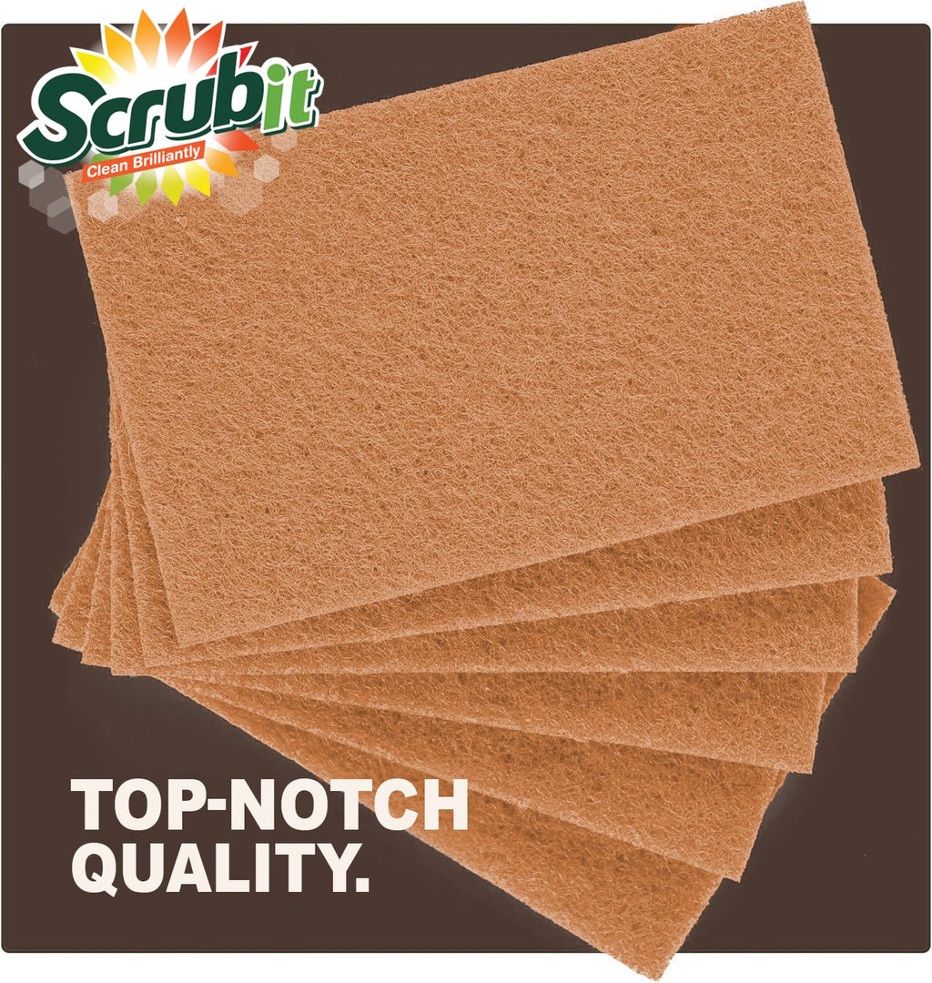 SCRUBIT 50 Pack Natural Scouring Pads - Heavy Duty Scrubbing Pads for Dishes - Non-Scratch - Reusable - Natural, Eco-Friendly, Biodegradable Sisal Brown Sponges for Dishes, Compostable