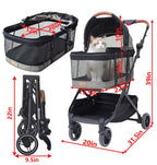 ROODO 2026 Upgraded Version 3-in-1 Dog Cat Stroller with Detachable Carrier Folding Lightweight Portable Travel Pet Gear All-Terrain Puppy Doggie Kitty Bunny Stroller for 35 lbs(Grey Lattice)