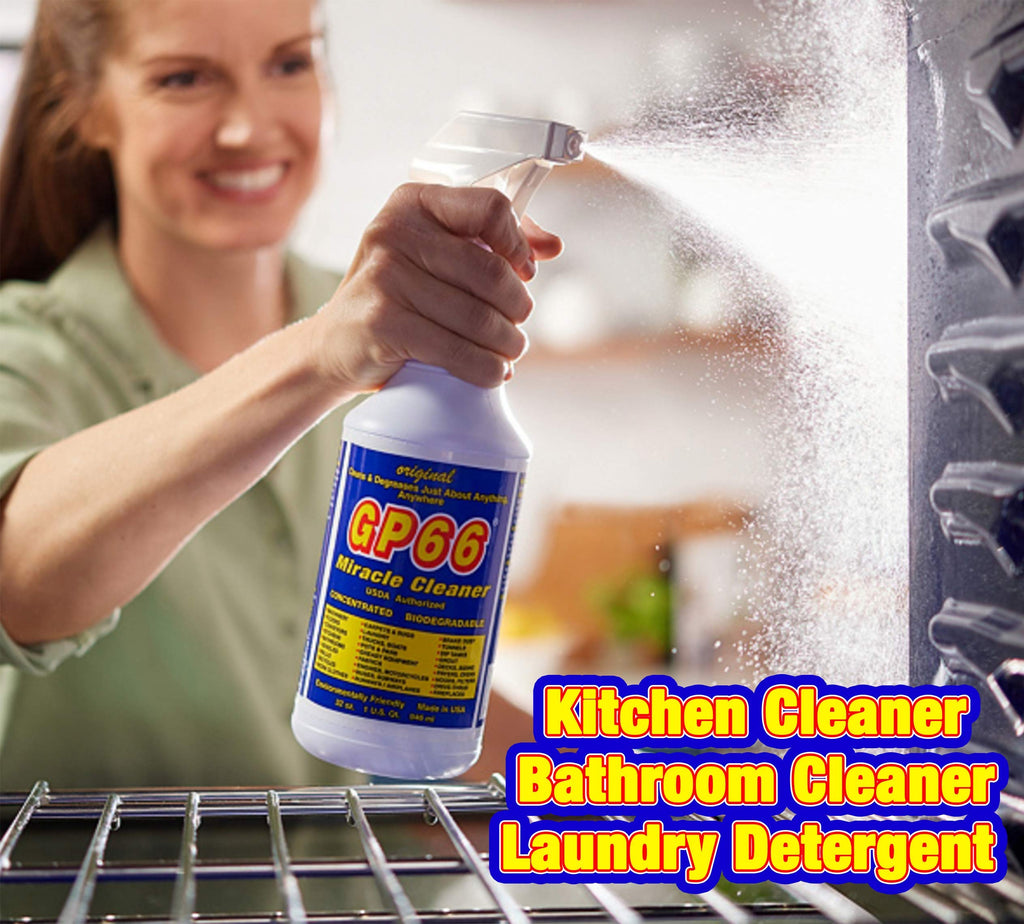 GP66 Green Miracle Cleaner Super Size (32 oz) – Powerful American Made All-Purpose Cleaner, Heavy Duty Concentrated Formula Cleans Kitchens, Bathrooms, Laundry, Ovens, Floors, Engines & More