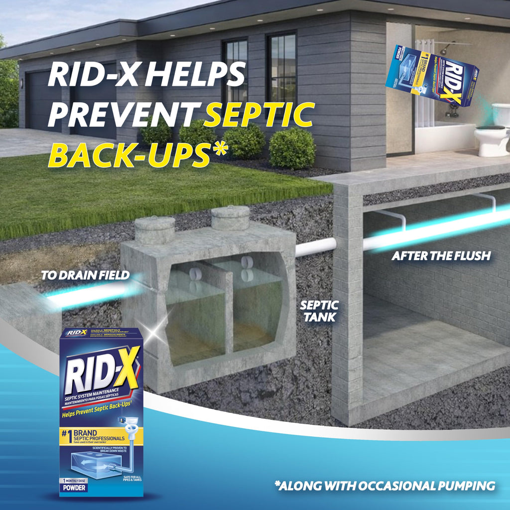 RID-X Professional Septic Treatment, Septic Tank Treatment, 12 Month Supply Of Powder (6 Packs x 2 Month Supply), 117.6 oz