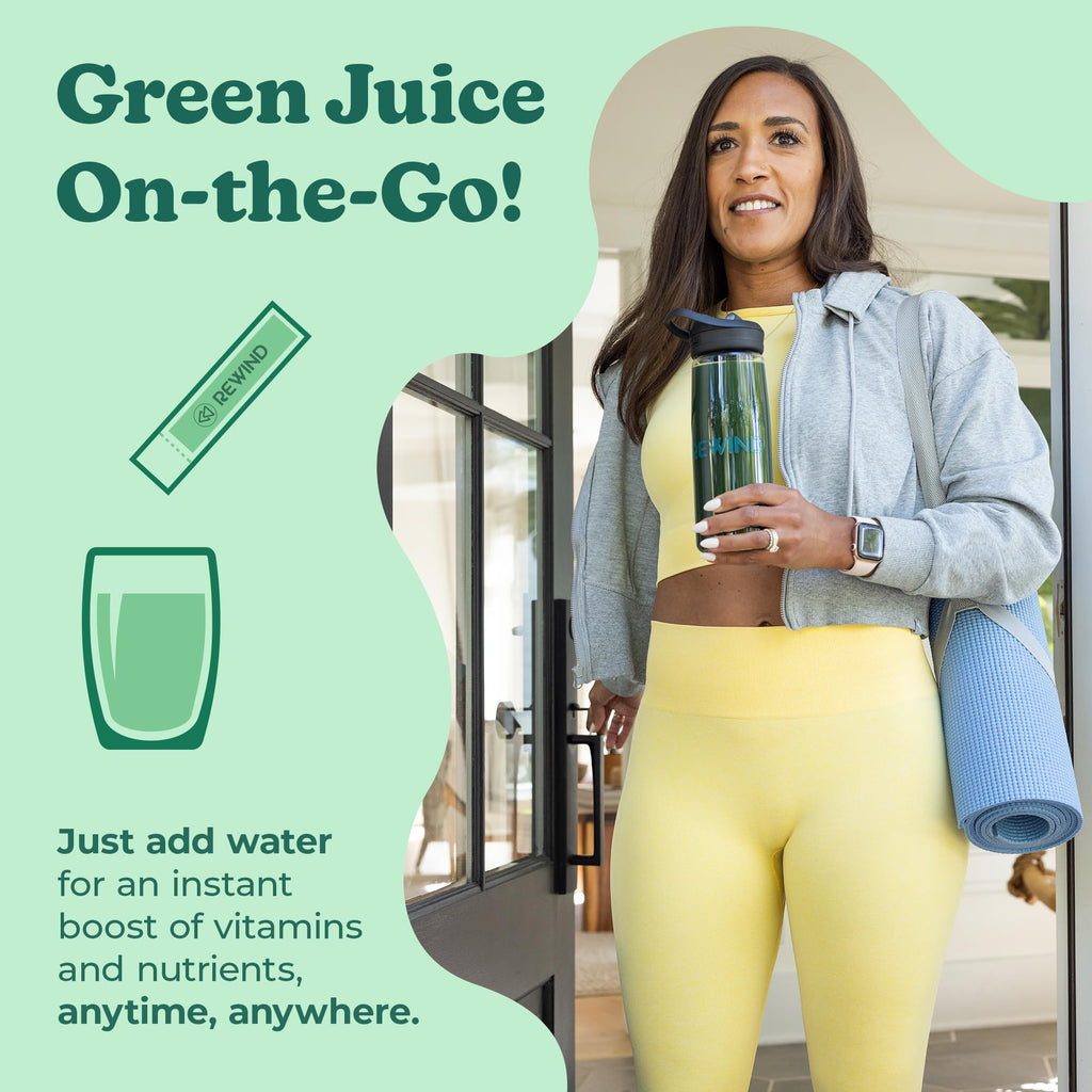 Rewind Best Tasting Vita Variety Sample Stick Pouch - Super Greens Powder Packets - Delicious Green Juice Drink Mix with Amazing Flavor - Over 40 Superfoods - Variety Pack (12 Sticks)