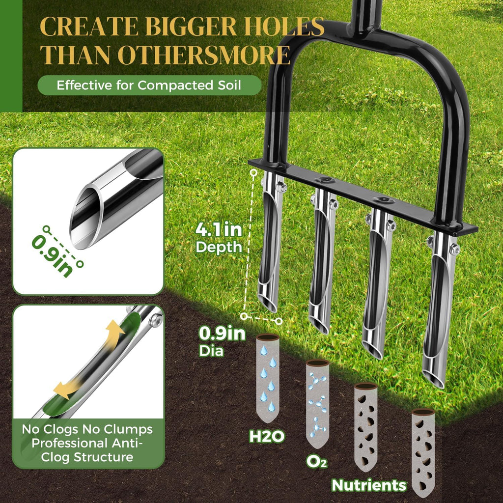 easymake 2-in-1 Lawn Aerator & Weeding Tool Set, SnowShovel - Multifunctional Garden Soil Aerator,Weed Remover, and Snow Shovel for SmallLawns, Tight Corners, and Yard Care
