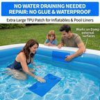 Extra Large Pool Patch Repair Kit, 4ft x 2.8ft TPU Heavy Duty Vinyl Pool Liner Patch for Above Ground Pools Underwater Self-Adhesive Inflatable Floats Bounce Houses Tents Air Mattress Blue