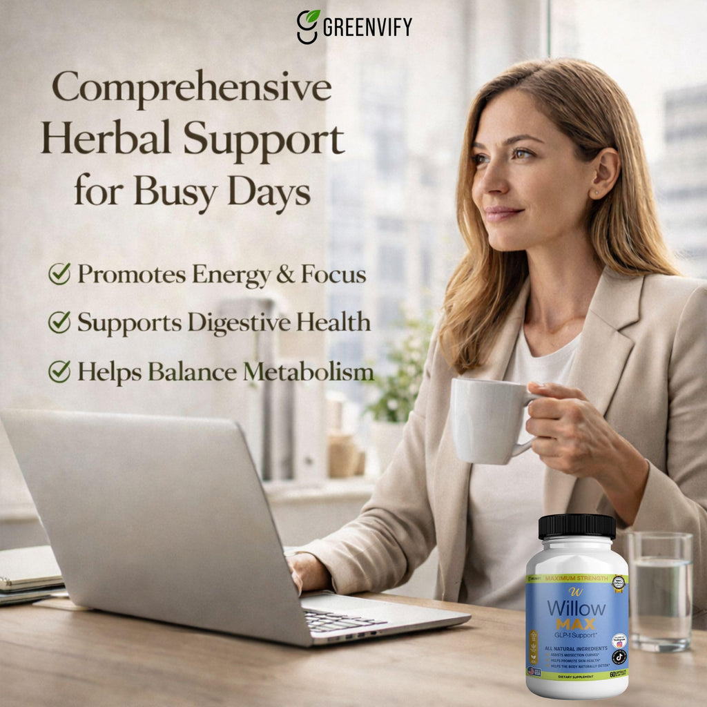 GREENVIFY Willow MAX GLP-1 Support Dietary Supplement, All Natural, Non-GMO, Gluten Free, Vegan Friendly, 60 Capsules (2)