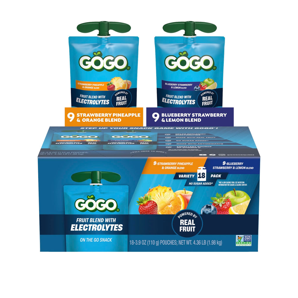 GOGO Active No Sugar Added Electrolytes Fruit Blend Variety Pack, 18 Count