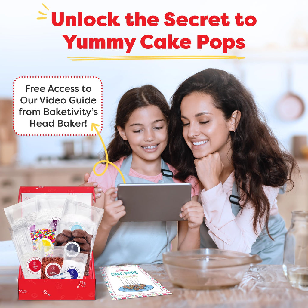 Baketivity DIY Cake Pop Kids Baking Kit with Pre-Measured Ingredients