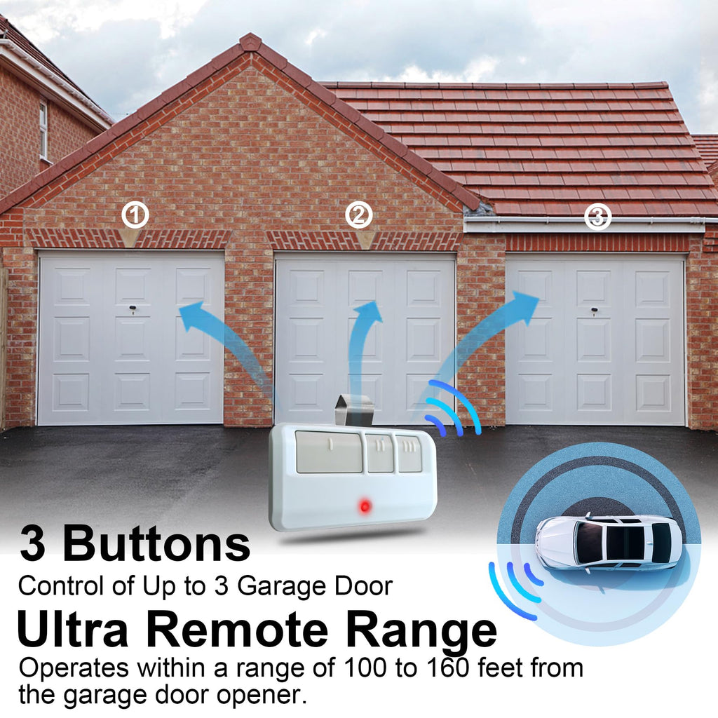 3 for Chamberlain LiftMaster Craftsman Garage Door Opener Remote, Replaces 893LM 893Max 891LM 371LM 373LM 971LM 973LM, no Wait Wireless Remote Keyless Entry, Safe Security(White)