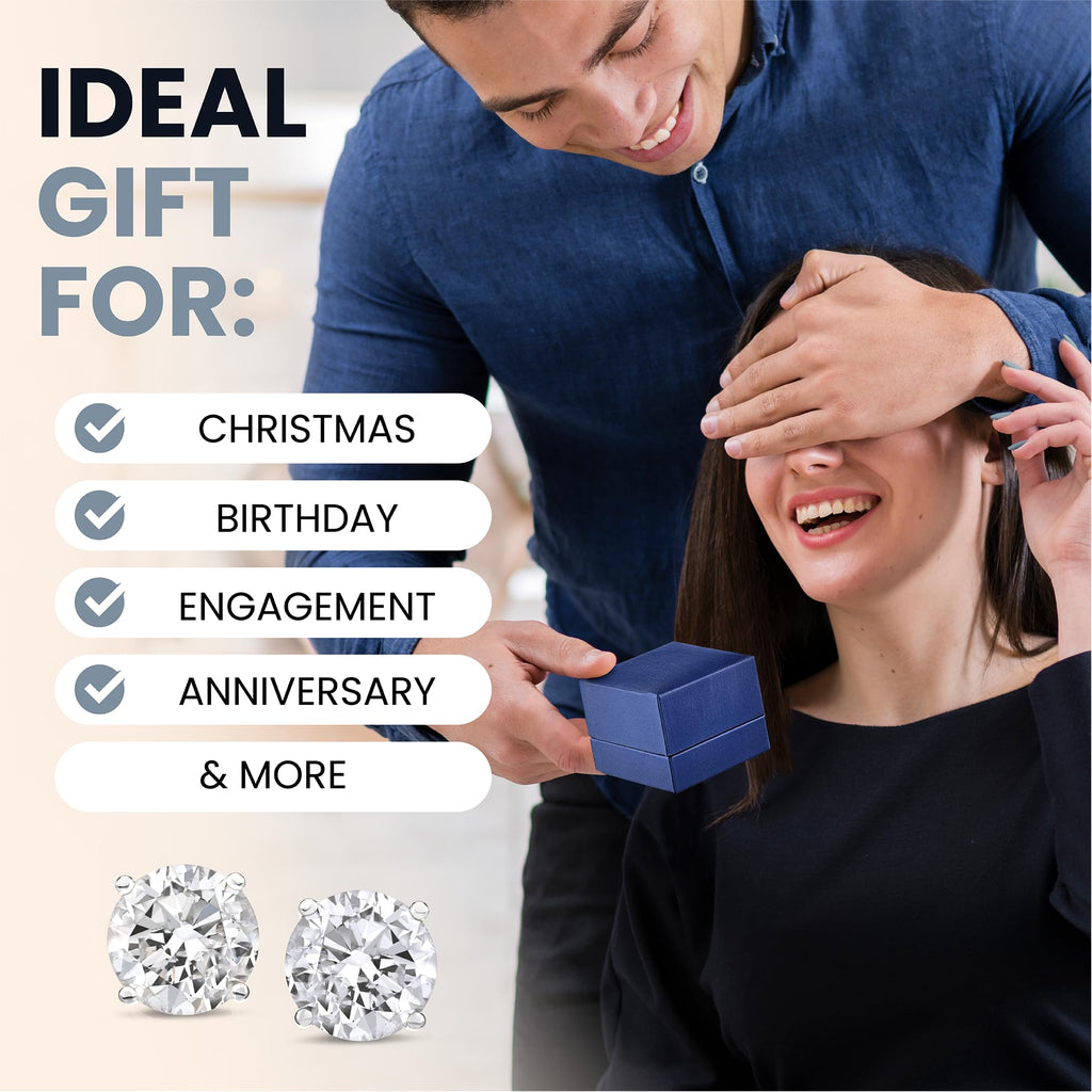The Diamond Channel CERTIFIED 1 to 12 Carat LAB GROWN Solitaire Diamond Stud Earrings Round Cut 4 Prong Screw Back (F-G Color, VS1-VS2 Eye Clean Clarity)