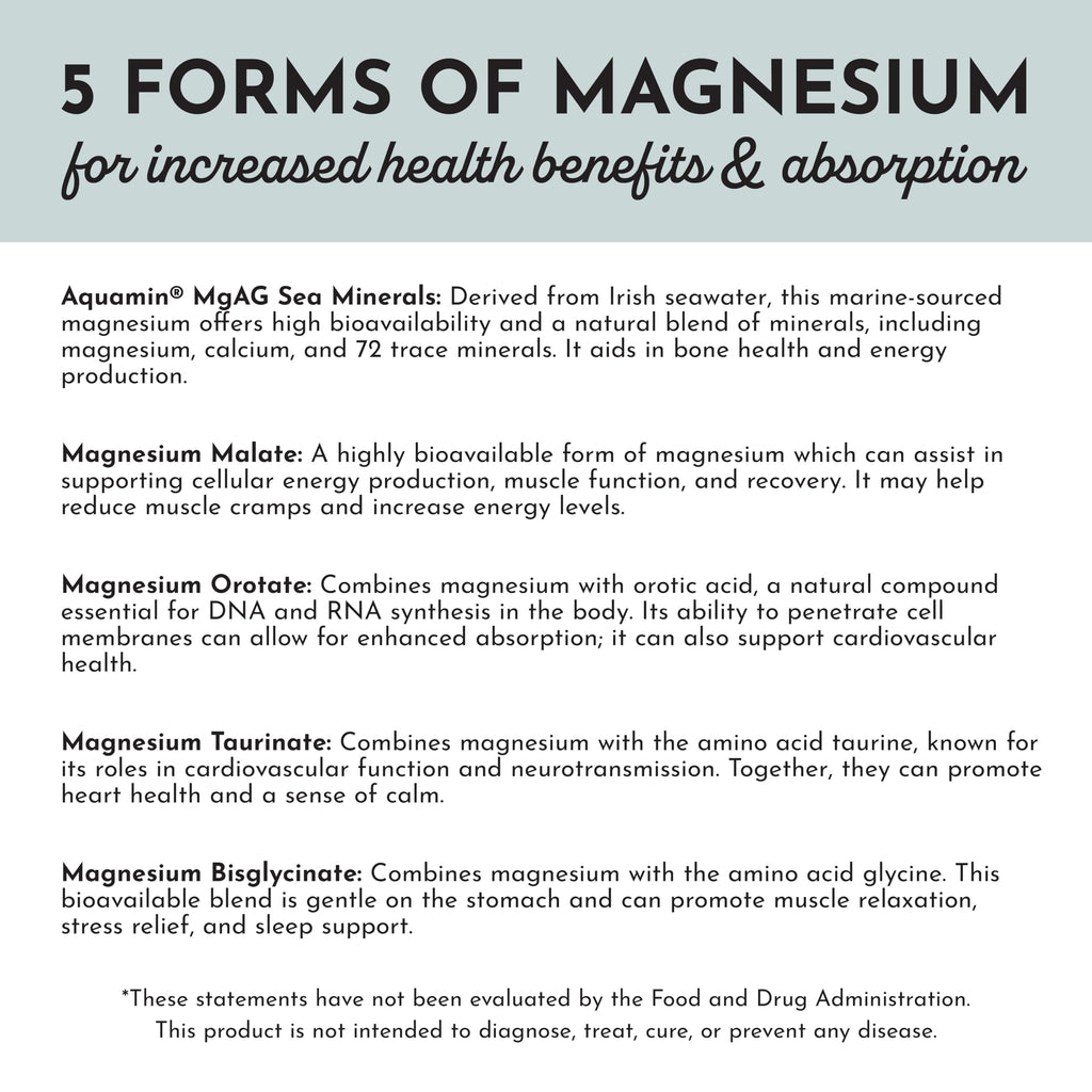 Just Ingredients Magnesium Complex - Five Bioavailable Forms for Relaxation, Sleep, Mood Support - 60 Capsules