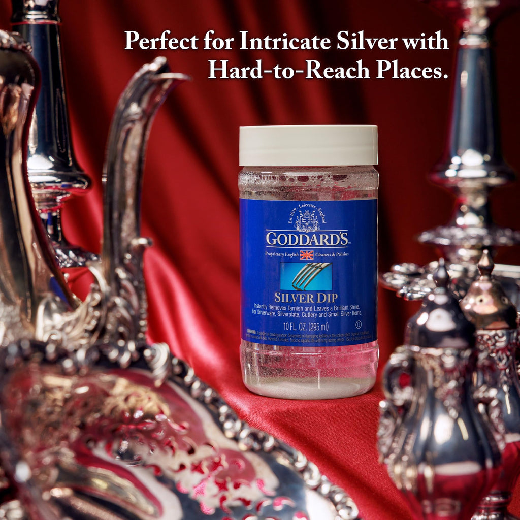 Goddard's Silver Cleaner Dip – Silver Jewelry Cleaner Solution for Hard-to-Reach Silverplate, Cutlery & Small Items – Professional Use Tarnish Remover – Silverware Cleaning Supplies (1 Gal)