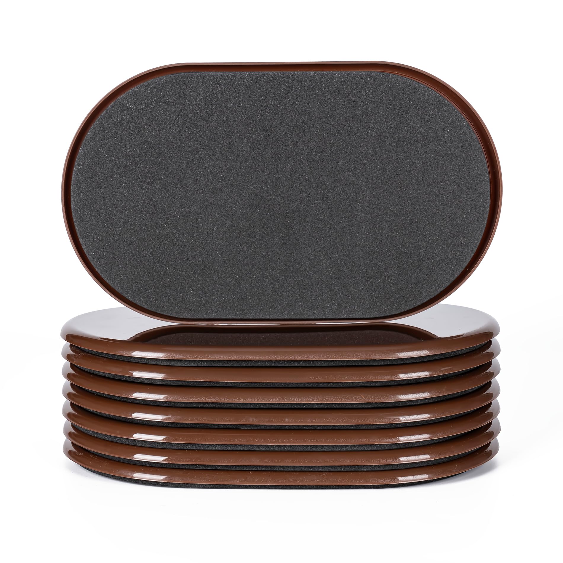 Furniture Sliders, Furniture Sliders Pads for Hardwood Floors, Chair Legs Floors Protectors, Reusable Round Glides Glider, Heavy Duty Furniture Movers Sliders (8 Pcs, 5 3/4inch x 9 1/2inch,Coffee)