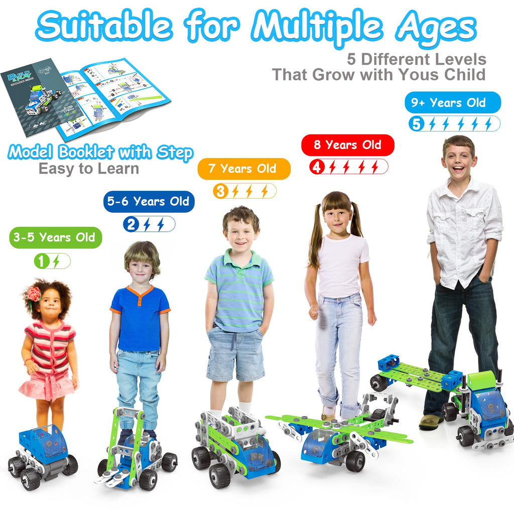 18 in 1 STEM Toys for 4 5 6 7 8+ Year Old Boy Girl Birthday Gifts Educational Building Toys for Kids Ages 4-8 5-7 6-8 Build and Play Stem Activities Construction Toy for Boys 4-6 8-10 (Pull Back Cars)