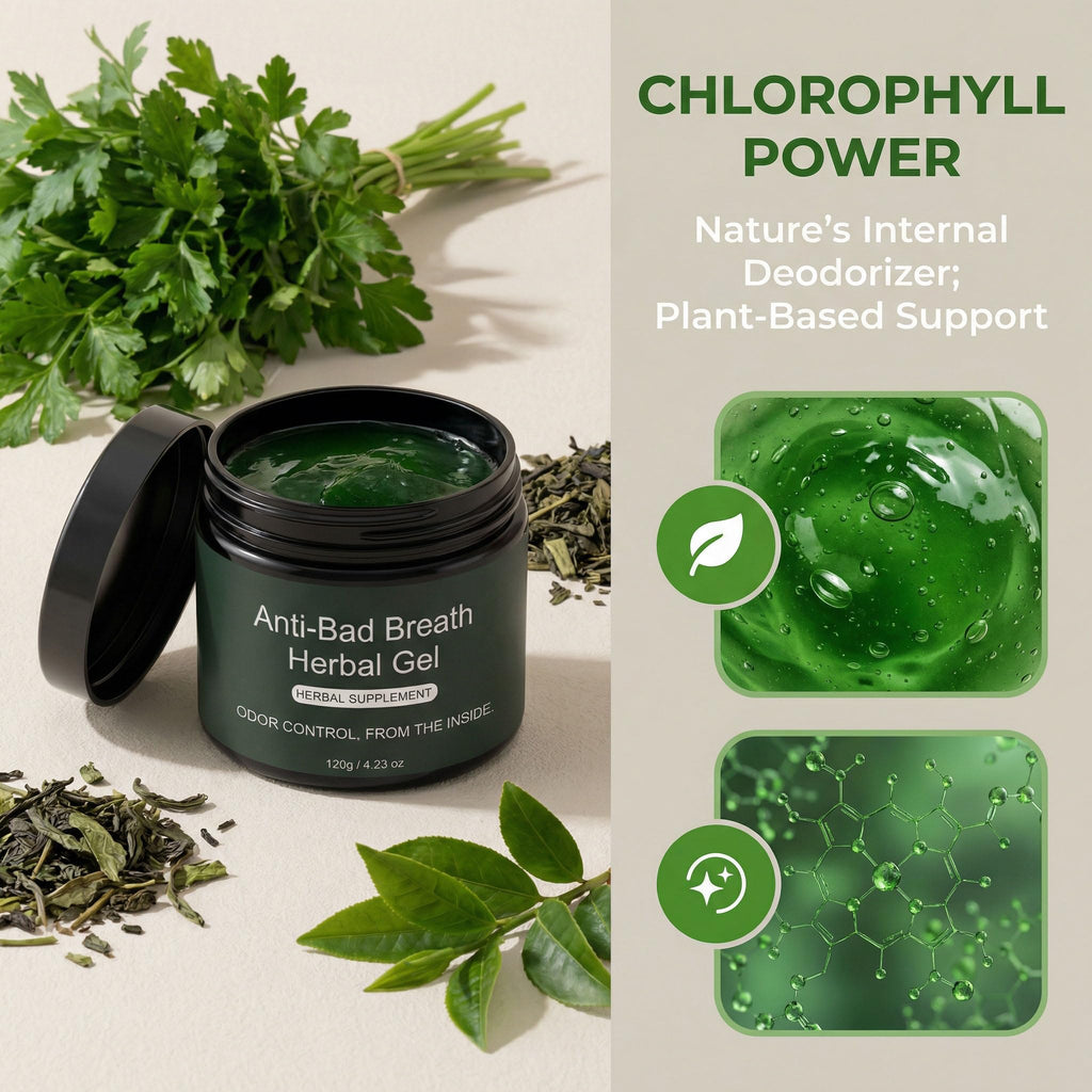 Anti-Bad Breath Herbal Gel Supplement, Internal Freshening Formula with Parsley, Green Tea, Lemon Balm, Clove Bud Oil, Peppermint Oil & Chlorophyllin, Natural Mint Flavor (1PCS)