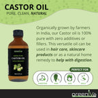 GreenIVe 100% Pure Castor Oil – Cold-Pressed, Hexane-Free – Hair, Eyebrows, Eyelashes, Skin Moisturizer, Castor Pack Wrap Oil GLASS Bottle (8 Fl Oz)