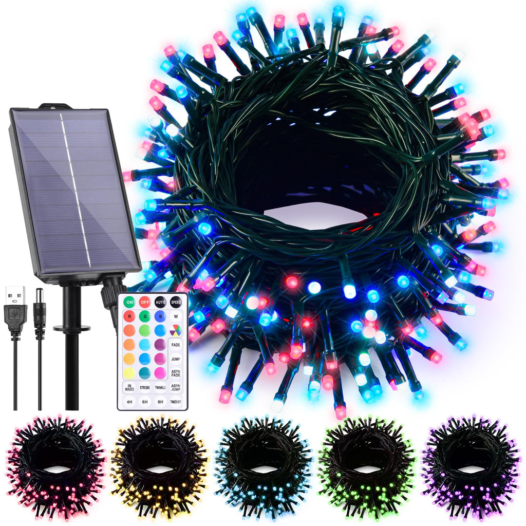 Solar String Lights Outdoor Waterproof 40Ft Color Changing with Remote