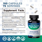 Potassium Magnesium Supplement - 150 Capsules - High Absorption Magnesium Complex - Potassium Supplement to Support Vascular Health & Leg Cramp