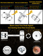 LOLIAS Moissanite Flat Back Earrings for Women Men 925 Sterling Silver Stud