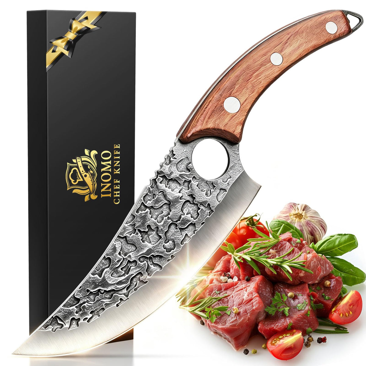Birthday Gifts for Men Dad Husband - Chef Knife, Kitchen Knife for Cooking, Unique Gifts for Men Boyfriend Him, Hand Forged High Carbon Steel Knife for Home Outdoor BBQ Camping Christmas, 6 Inch