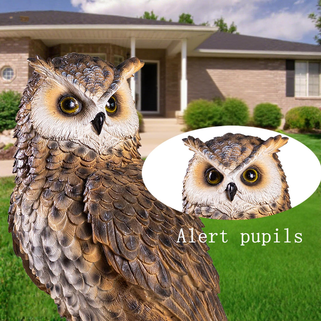 RKGOMDMU 13.3 - inch Owl Decoy Decor Outdoor Statue. Ideal for Animal Statues Courtyard Lawn Decoration, Sculptures for Yard and Grassland Adornment, Housewarming Gift.