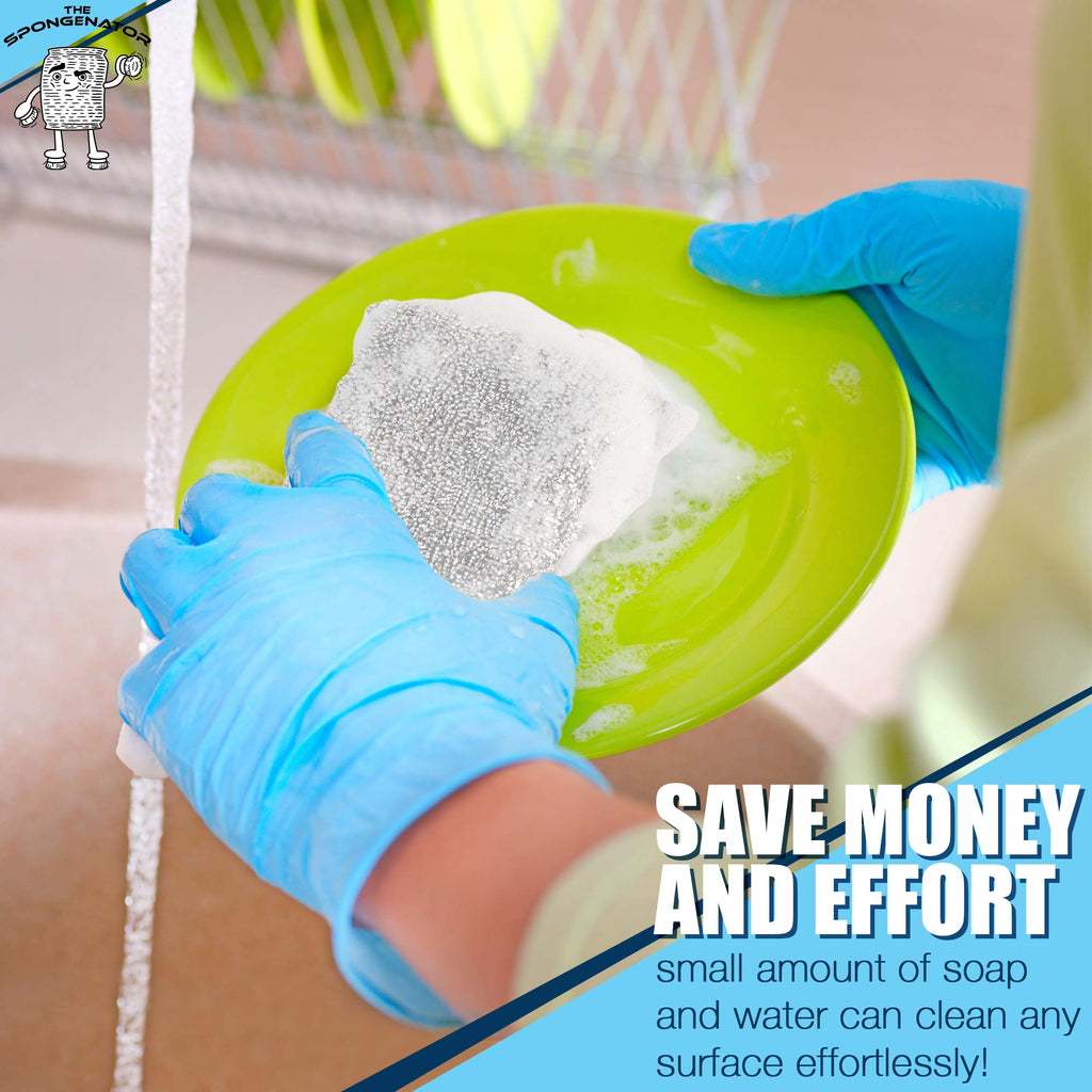SPONGENATOR Kitchen Scrubbing Sponges - Heavy Duty Non-Scratch Scrubbing Cleaner Sponges in 1 Color - Multi-Surface Non-Metal Dish Scouring Scrubbers for Fast Cleaning. (12 Pack)